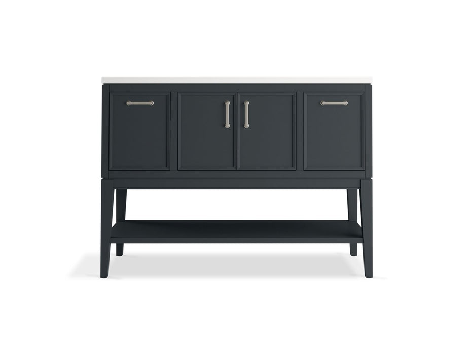 KOHLER K-33580-ASB Winnow 48" bathroom vanity cabinet with sink and quartz top, slate grey - view 5