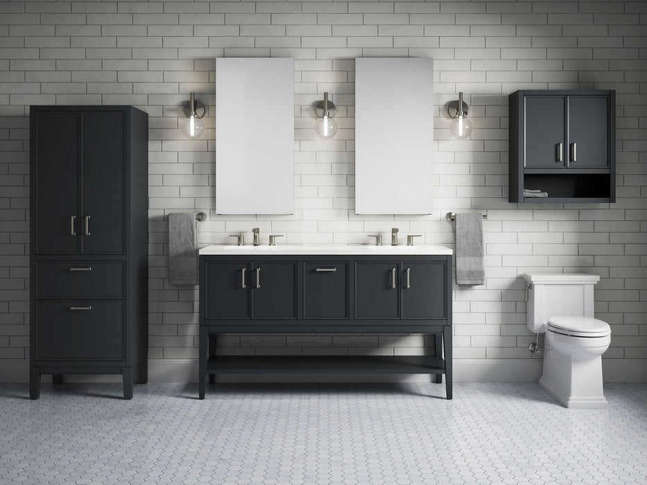 KOHLER K-33581-ASB Winnow 60" bathroom vanity cabinet with sinks and quartz top, slate grey - view 3