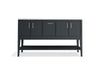 KOHLER K-33581-ASB Winnow 60" bathroom vanity cabinet with sinks and quartz top, slate grey - view 4