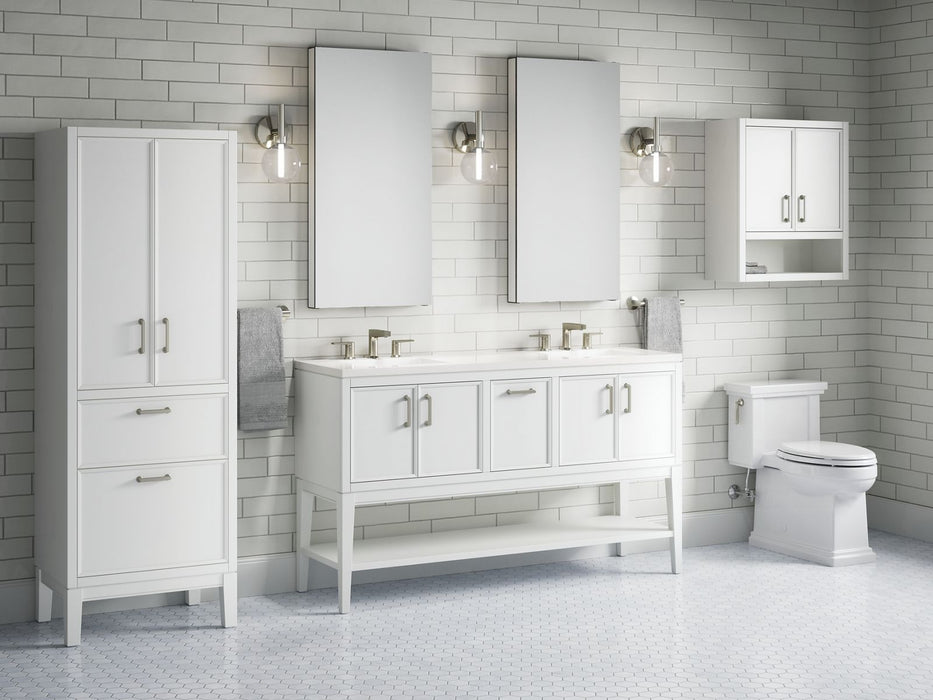 KOHLER K-33581-ASB Winnow 60" bathroom vanity cabinet with sinks and quartz top, white - view 3