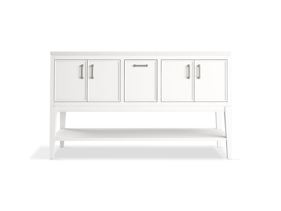 KOHLER K-33581-ASB Winnow 60" bathroom vanity cabinet with sinks and quartz top, white - view 4