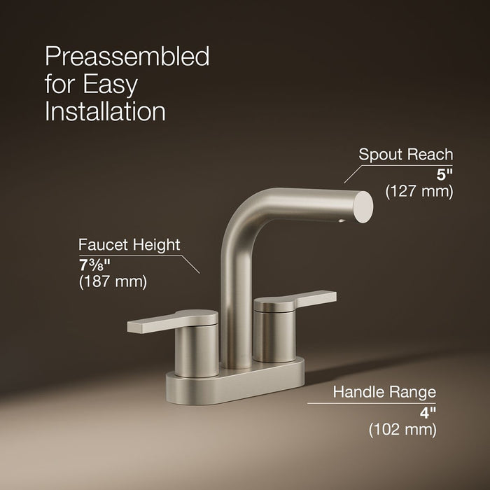 KOHLER K-33591-4N Elate Centerset Bathroom Sink Faucet, 0.5 GPM, vibrant brushed nickel - view 4