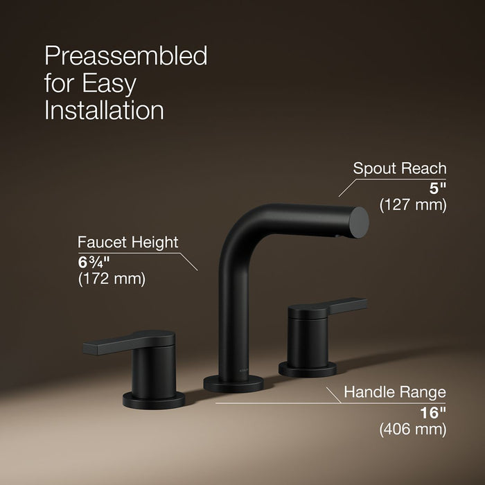 KOHLER K-33592-4N Elate Widespread Bathroom Sink Faucet, 0.5 GPM, matte black - view 4