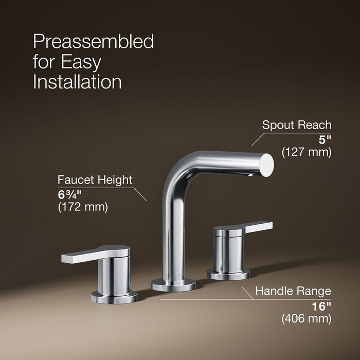 KOHLER K-33592-4N Elate Widespread Bathroom Sink Faucet, 0.5 GPM, polished chrome - view 4