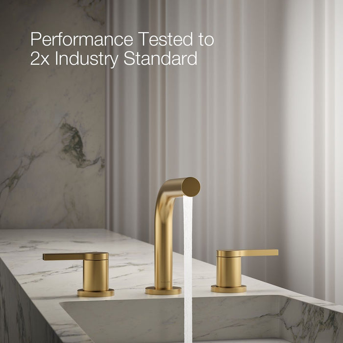 KOHLER K-33592-4N Elate Widespread Bathroom Sink Faucet, 0.5 GPM, vibrant brushed moderne brass - view 2