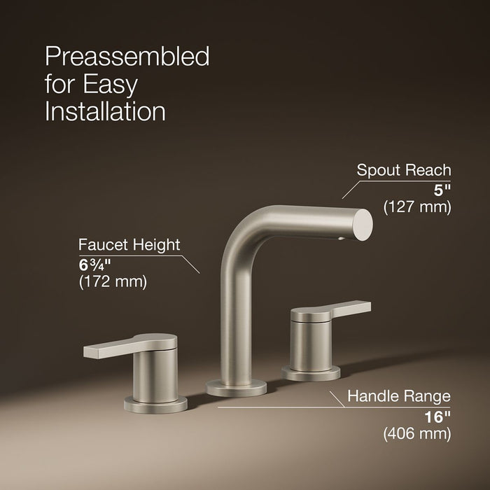 KOHLER K-33592-4N Elate Widespread Bathroom Sink Faucet, 0.5 GPM, vibrant brushed nickel - view 4