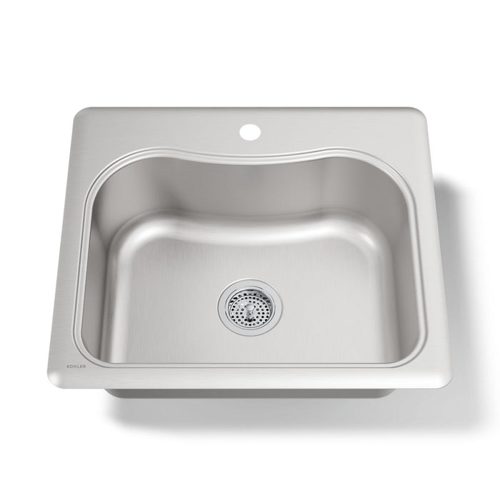 KOHLER K-3362-1 Staccato 25" top-mount single-bowl kitchen sink, stainless steel - view 5