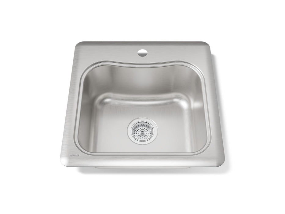 KOHLER K-3363-1 Staccato 20" top-mount single-bowl bar sink, stainless steel