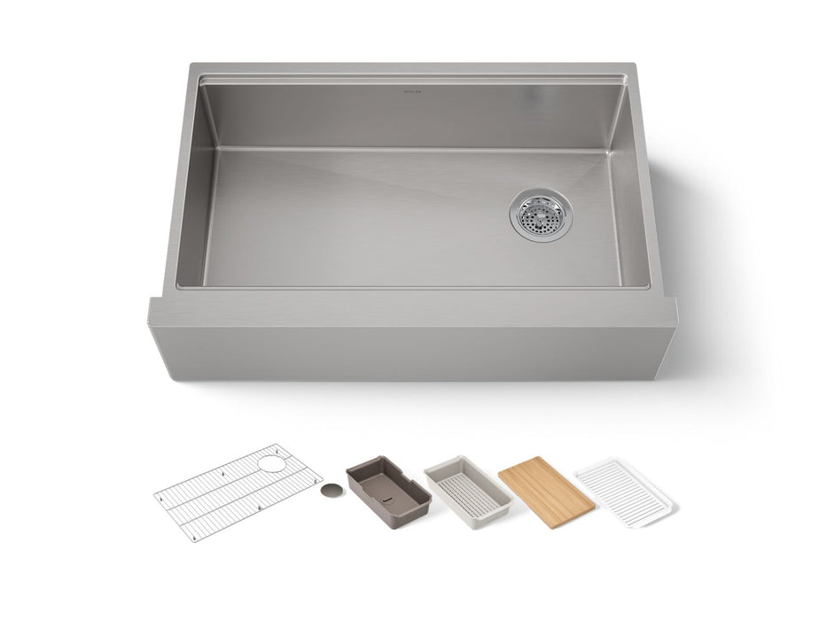 KOHLER K-33656 Strive 32-1/2" Undermount Single-bowl Farmhouse Workstation Kitchen Sink, stainless steel