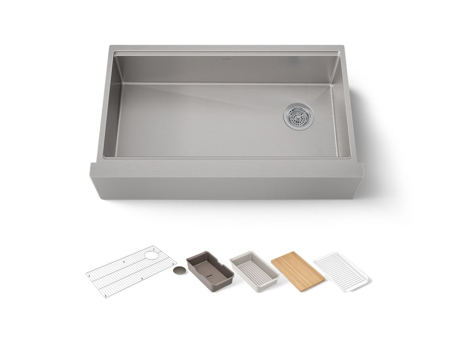 KOHLER K-33657 Strive 35-1/2" Undermount Single-bowl Farmhouse Workstation Kitchen Sink, stainless steel