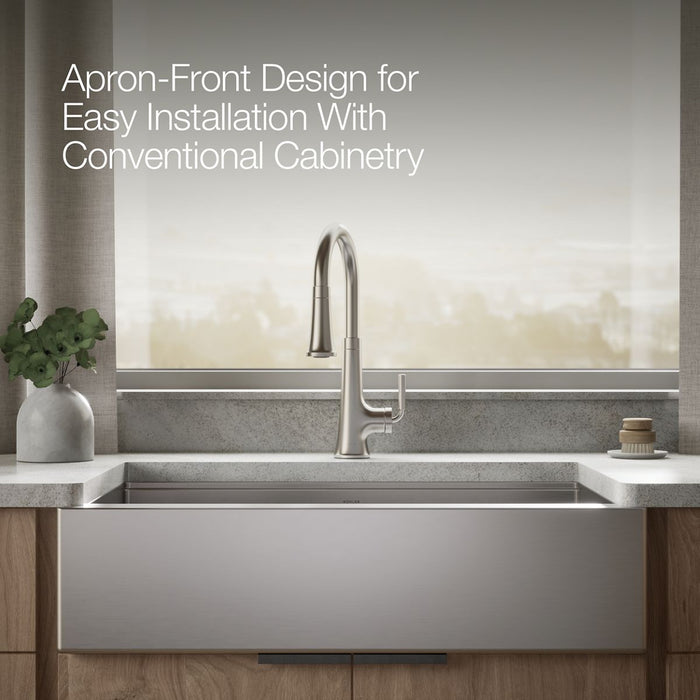 KOHLER K-33657 Strive 35-1/2" Undermount Single-bowl Farmhouse Workstation Kitchen Sink, stainless steel - view 5