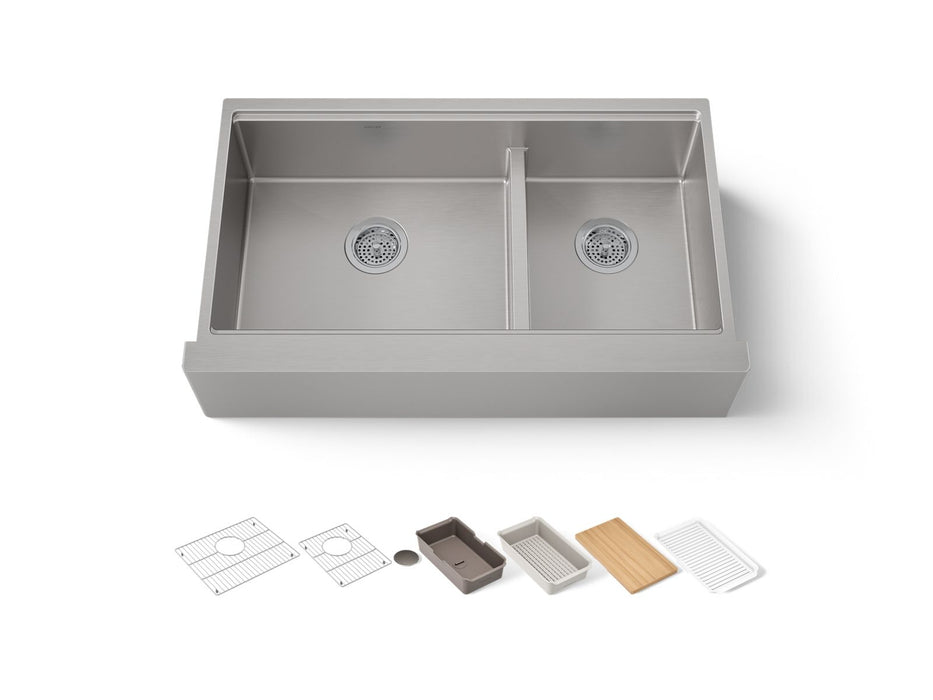 KOHLER Strive 35-1/2" undermount double-bowl farmhouse workstation kitchen sink