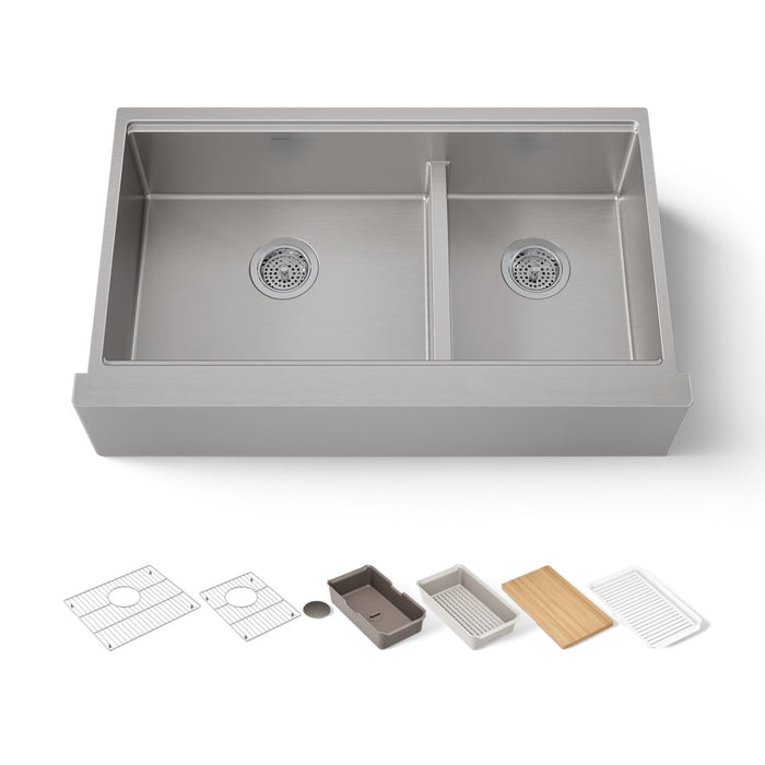 KOHLER Strive 35-1/2" undermount double-bowl farmhouse workstation kitchen sink