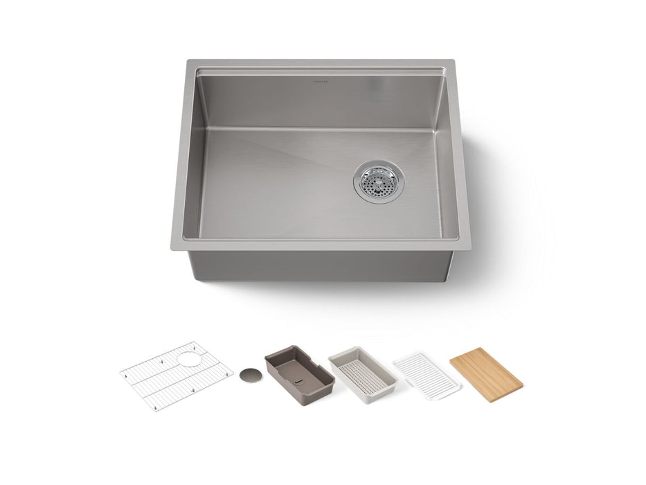 KOHLER K-33659 Strive 23" Undermount Single-bowl Workstation Kitchen Sink, stainless steel