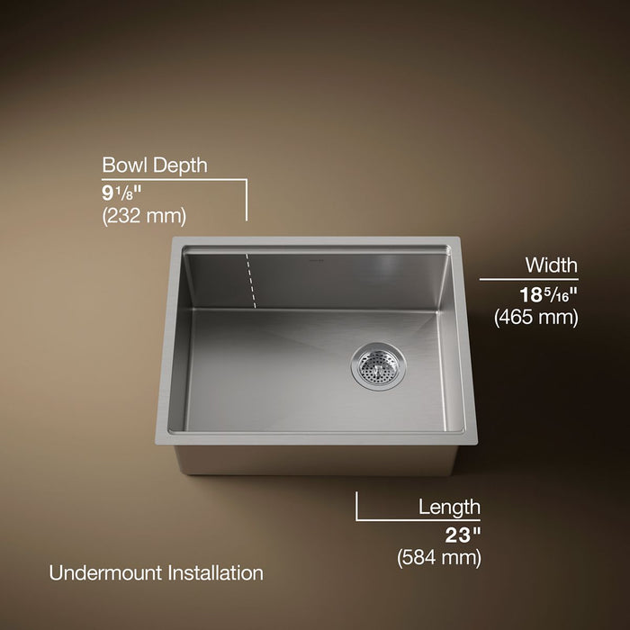 KOHLER K-33659 Strive 23" Undermount Single-bowl Workstation Kitchen Sink, stainless steel - view 4