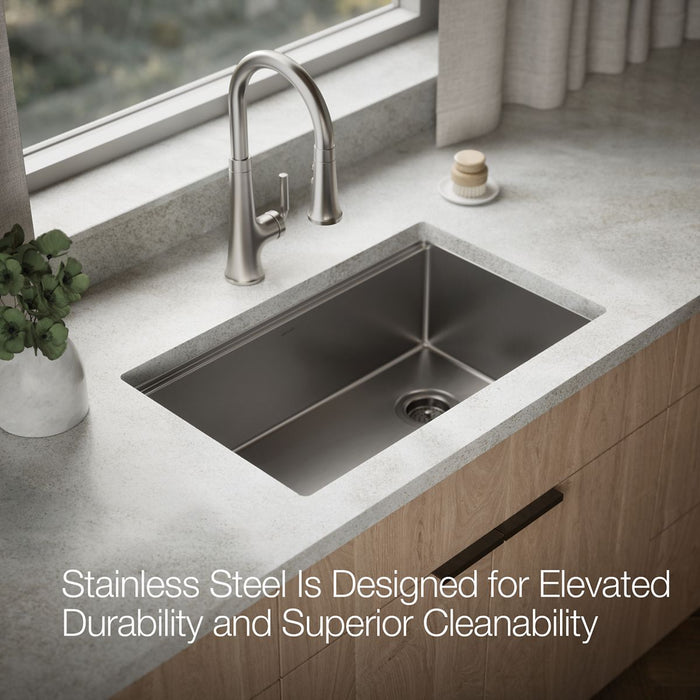 KOHLER K-33660 Strive 29" Undermount Single-bowl Workstation Kitchen Sink, stainless steel - view 5