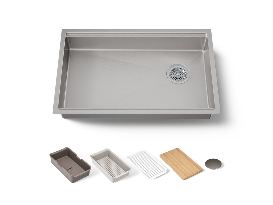 KOHLER K-33661 Strive 29" Undermount Single-bowl Workstation Kitchen Sink, stainless steel