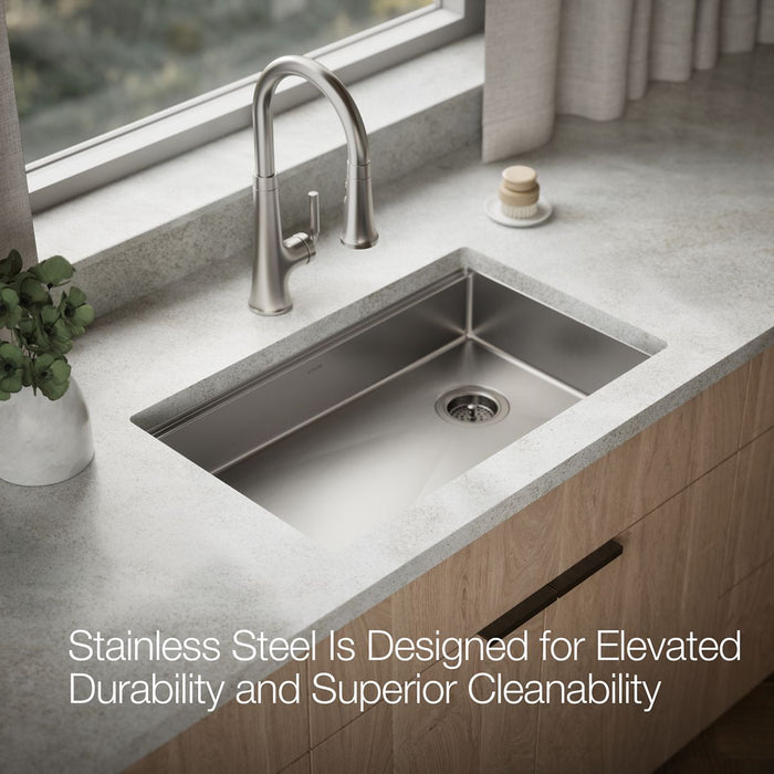 KOHLER K-33661 Strive 29" Undermount Single-bowl Workstation Kitchen Sink, stainless steel - view 4