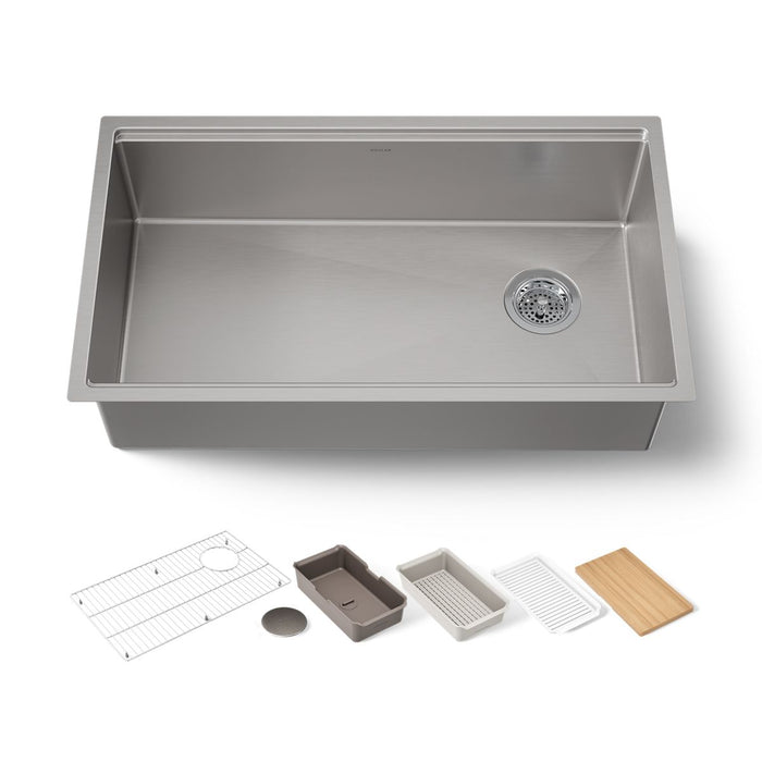 KOHLER K-33662 Strive 32" Undermount Single-bowl Workstation Kitchen Sink, stainless steel - view 5