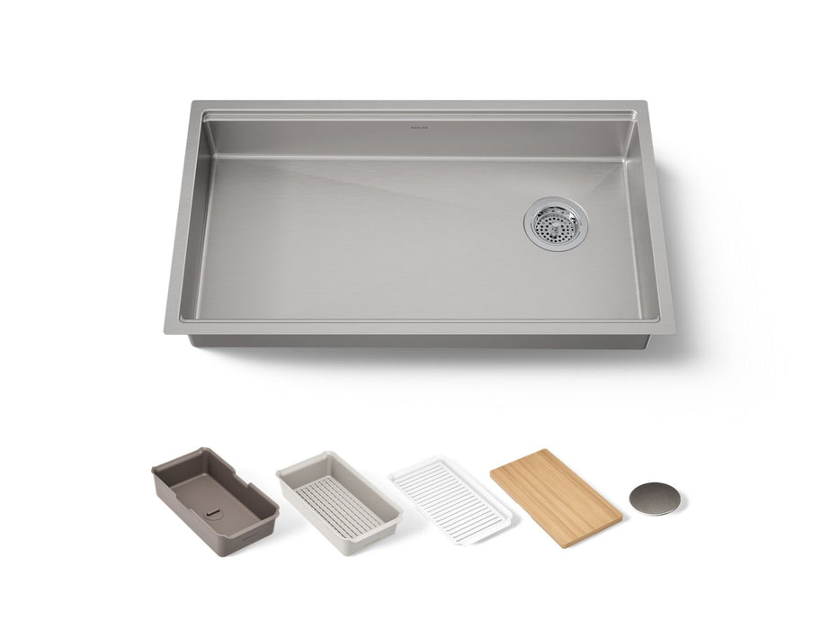 KOHLER K-33663 Strive 32" Undermount Single-bowl Workstation Kitchen Sink, stainless steel