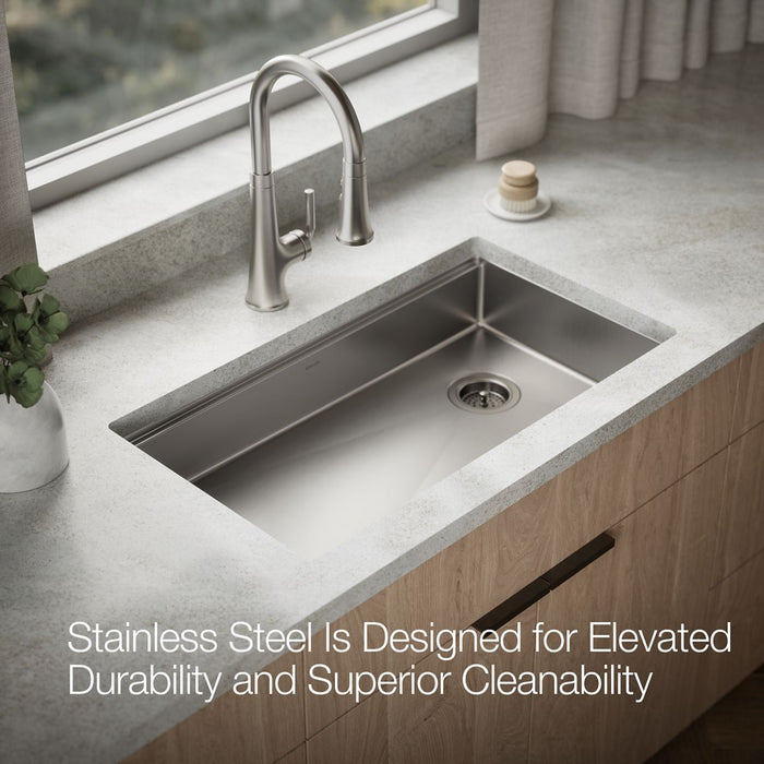 KOHLER K-33663 Strive 32" Undermount Single-bowl Workstation Kitchen Sink, stainless steel - view 5