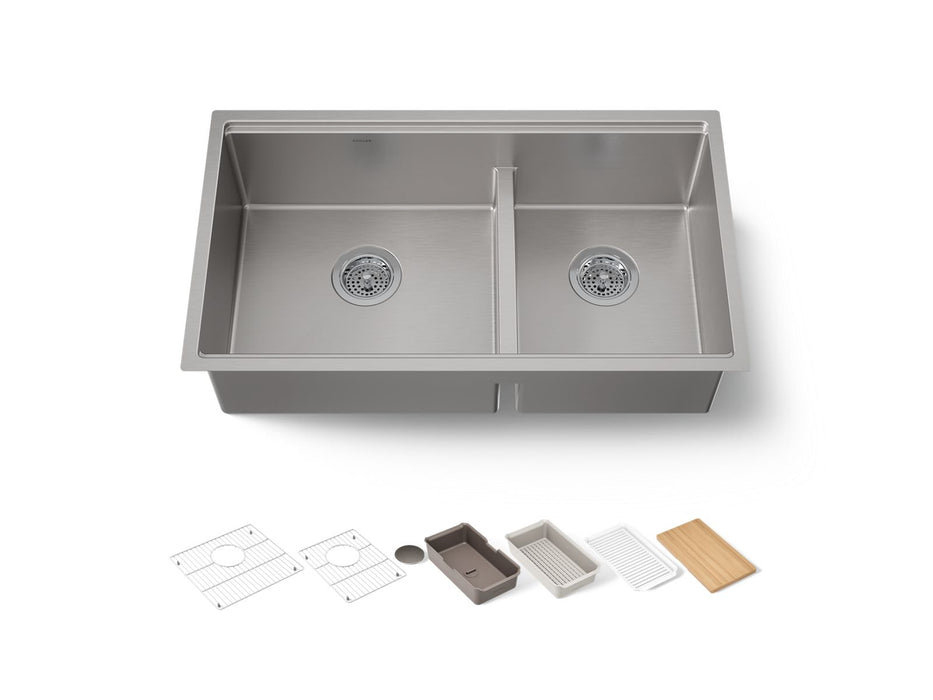 KOHLER Strive 32" undermount double-bowl workstation kitchen sink