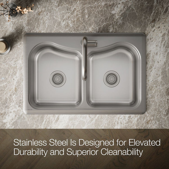 KOHLER K-3369-1 Staccato 33" top-mount double-bowl kitchen sink