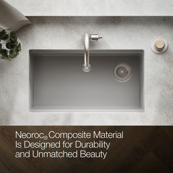 KOHLER K-33710 Billings™ 32-1/2" Undermount Single-bowl Kitchen Sink, matte grey - view 4