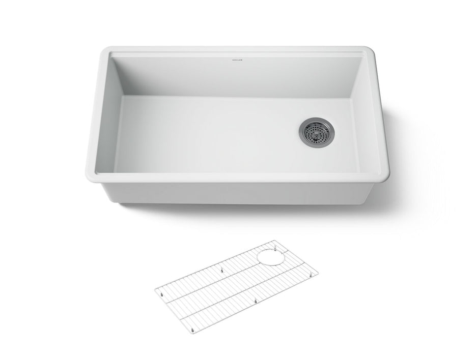 KOHLER K-33710 Billings™ 32-1/2" Undermount Single-bowl Kitchen Sink, matte white