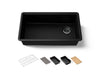 KOHLER K-33710 Billings™ 32-1/2" Undermount Single-bowl Workstation Kitchen Sink, matte black
