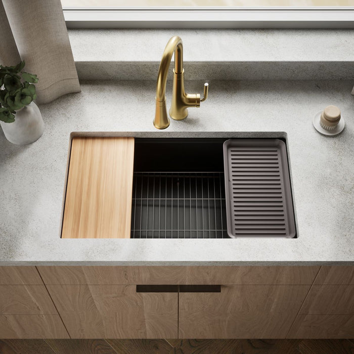 KOHLER K-33710 Billings™ 32-1/2" Undermount Single-bowl Workstation Kitchen Sink, matte black - view 5