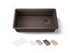 KOHLER K-33710 Billings™ 32-1/2" Undermount Single-bowl Workstation Kitchen Sink, matte brown