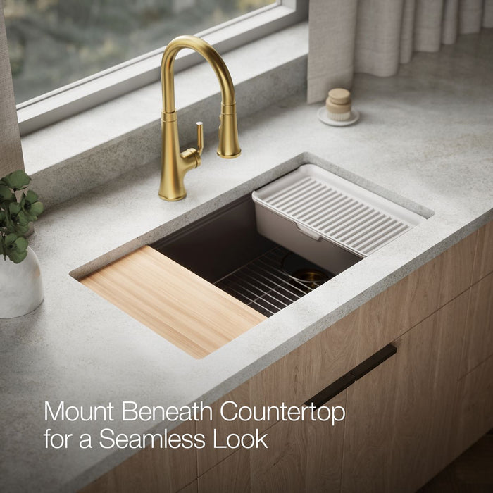 KOHLER K-33710 Billings™ 32-1/2" Undermount Single-bowl Workstation Kitchen Sink, matte brown - view 4