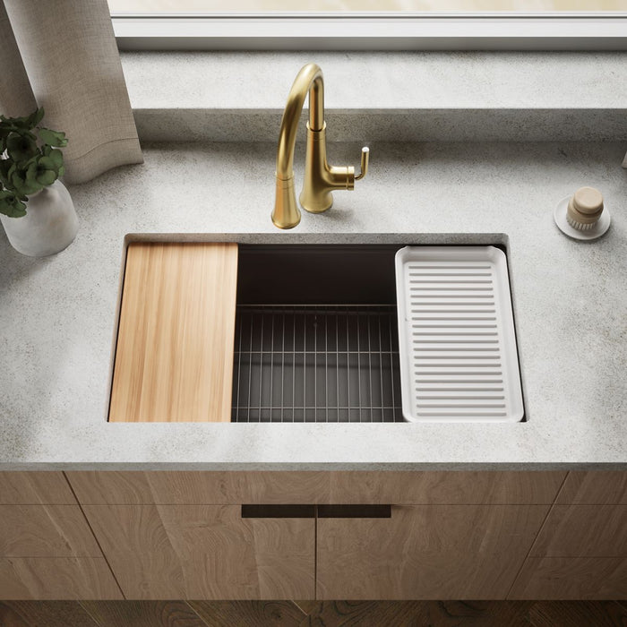 KOHLER K-33710 Billings™ 32-1/2" Undermount Single-bowl Workstation Kitchen Sink, matte brown - view 5