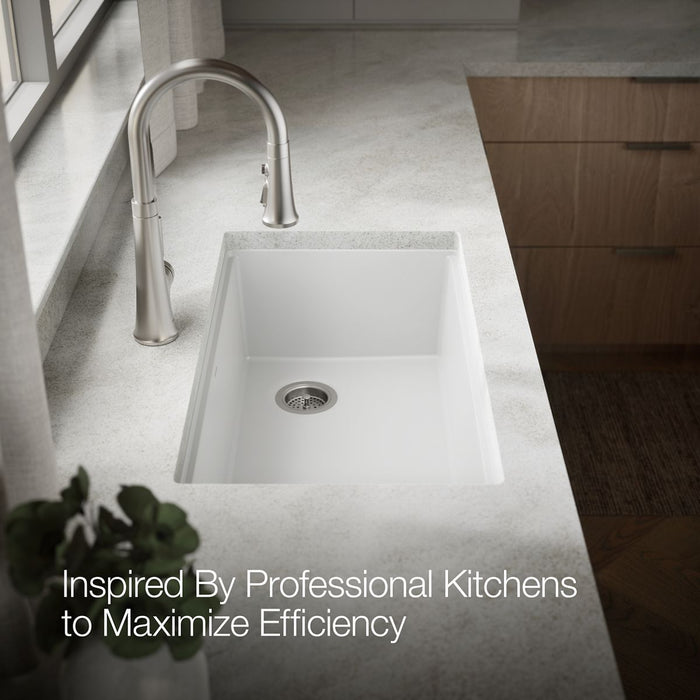 KOHLER K-33710 Billings™ 32-1/2" Undermount Single-bowl Workstation Kitchen Sink, matte white - view 4