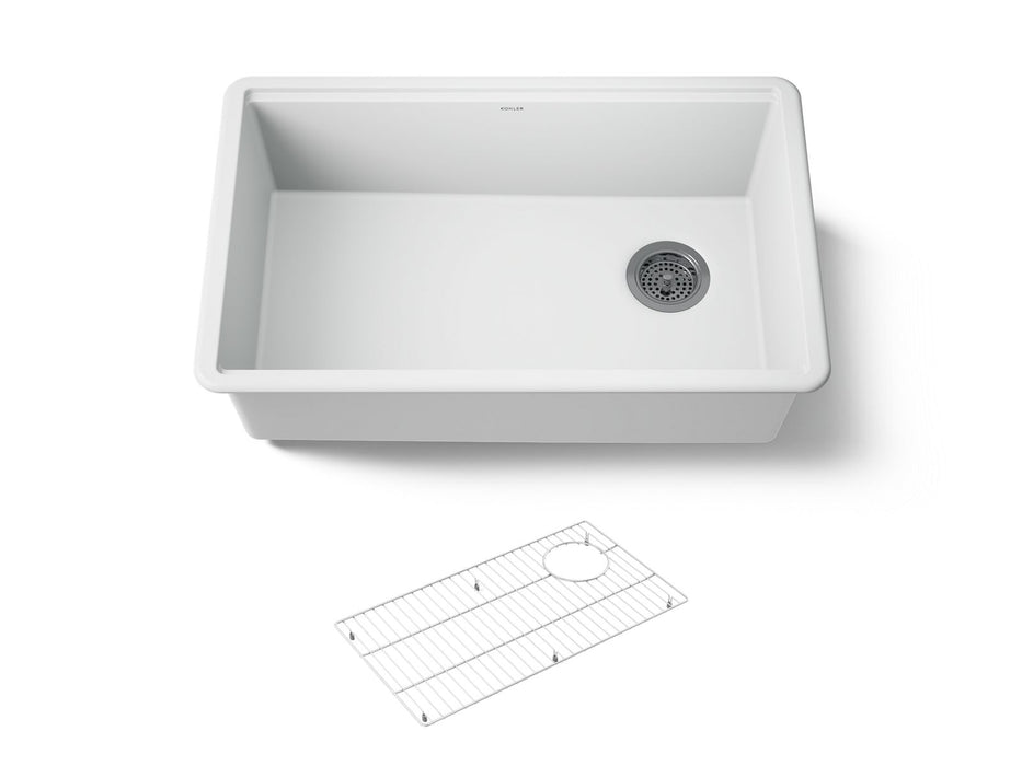 KOHLER K-33712 Billings™ 29" Undermount Single-bowl Kitchen Sink, matte white