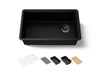 KOHLER K-33712 Billings™ 29" Undermount Single-bowl Workstation Kitchen Sink, matte black