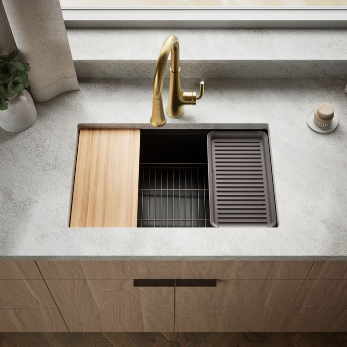 KOHLER K-33712 Billings™ 29" Undermount Single-bowl Workstation Kitchen Sink, matte black - view 4