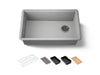 KOHLER K-33712 Billings™ 29" Undermount Single-bowl Workstation Kitchen Sink, matte grey
