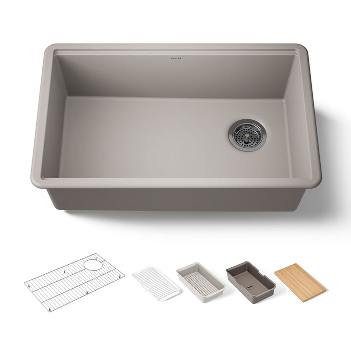 KOHLER K-33712 Billings™ 29" Undermount Single-bowl Workstation Kitchen Sink, matte taupe - view 5