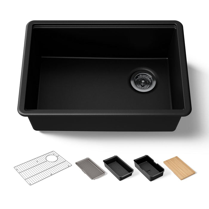 KOHLER K-33713 Billings™ 27" Undermount Single-bowl Workstation Kitchen Sink, matte black - view 4