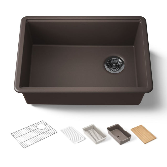 KOHLER K-33713 Billings™ 27" Undermount Single-bowl Workstation Kitchen Sink, matte brown - view 3