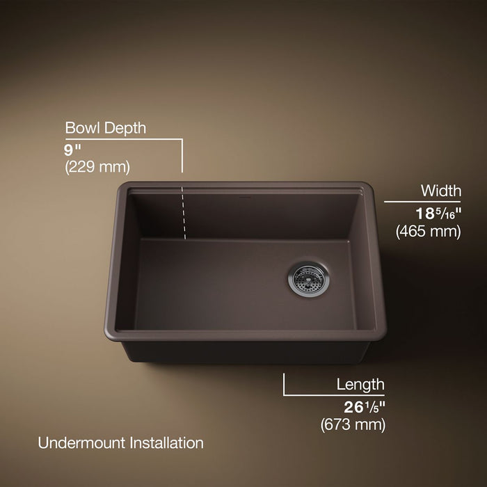 KOHLER K-33713 Billings™ 27" Undermount Single-bowl Workstation Kitchen Sink, matte brown - view 4