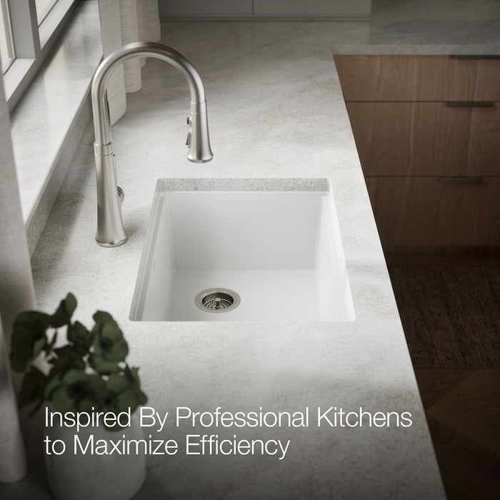 KOHLER K-33713 Billings™ 27" Undermount Single-bowl Workstation Kitchen Sink, matte white - view 4