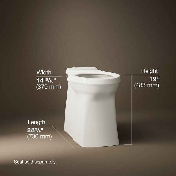 KOHLER K-33812 Corbelle Tall elongated toilet bowl with skirted trapway, biscuit - view 3