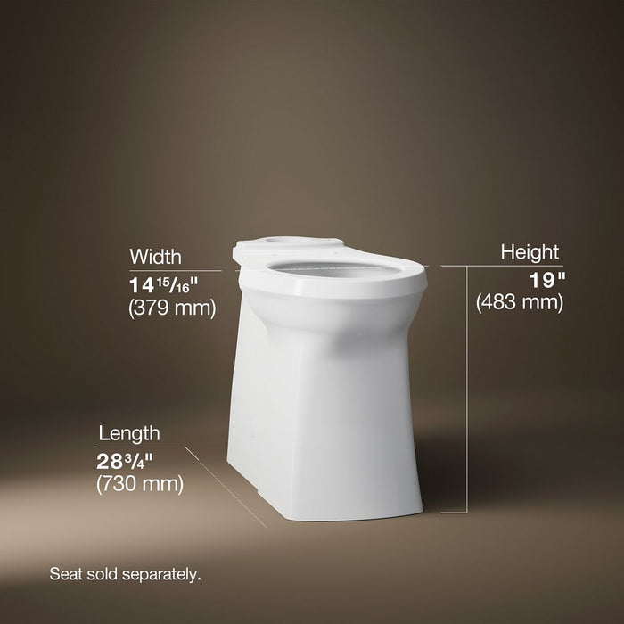 KOHLER K-33812 Corbelle Tall elongated toilet bowl with skirted trapway, white - view 3