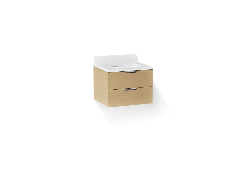 KOHLER K-34653 Maxstow™ 24" Wall-hung Bathroom Vanity Cabinet with Sink and Quartz Top, light oak
