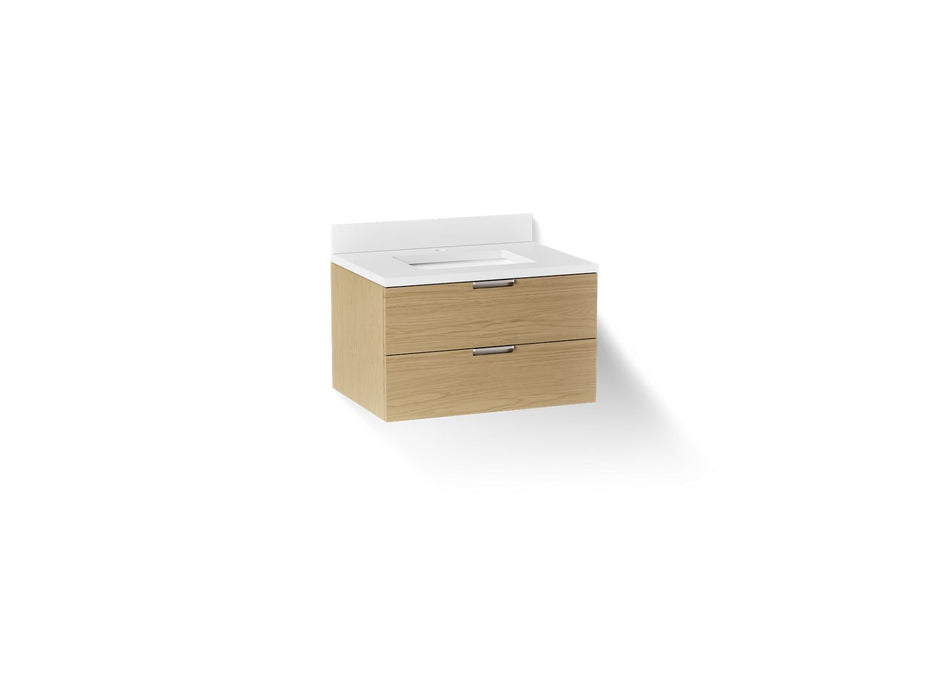 KOHLER K-34654 Maxstow™ 30" Wall-hung Bathroom Vanity Cabinet with Sink and Quartz Top, light oak