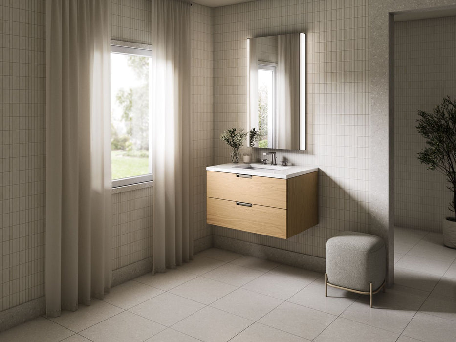 KOHLER K-34654 Maxstow™ 30" Wall-hung Bathroom Vanity Cabinet with Sink and Quartz Top, light oak - view 3