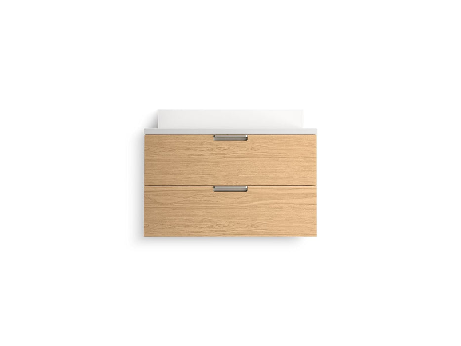 KOHLER K-34654 Maxstow™ 30" Wall-hung Bathroom Vanity Cabinet with Sink and Quartz Top, light oak - view 4